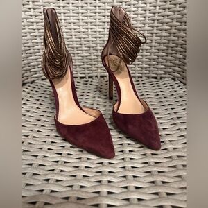 Vince Camuto pump heels ankle strap burgundy suede size 6​